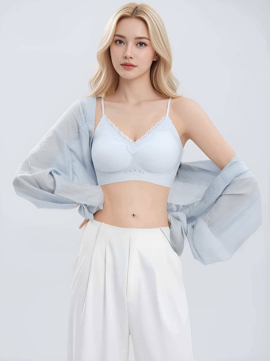 Women's breathable ultra-thin bra, ice-silk fabric, seamless, summer, sports style, tank top
