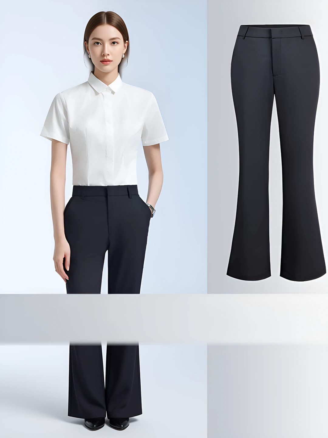 Women's white short-sleeved shirt + K1815 pants