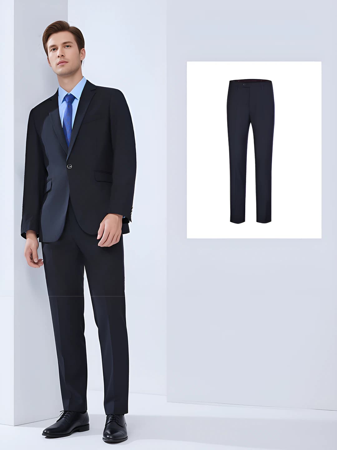 Navy suit + men's trousers