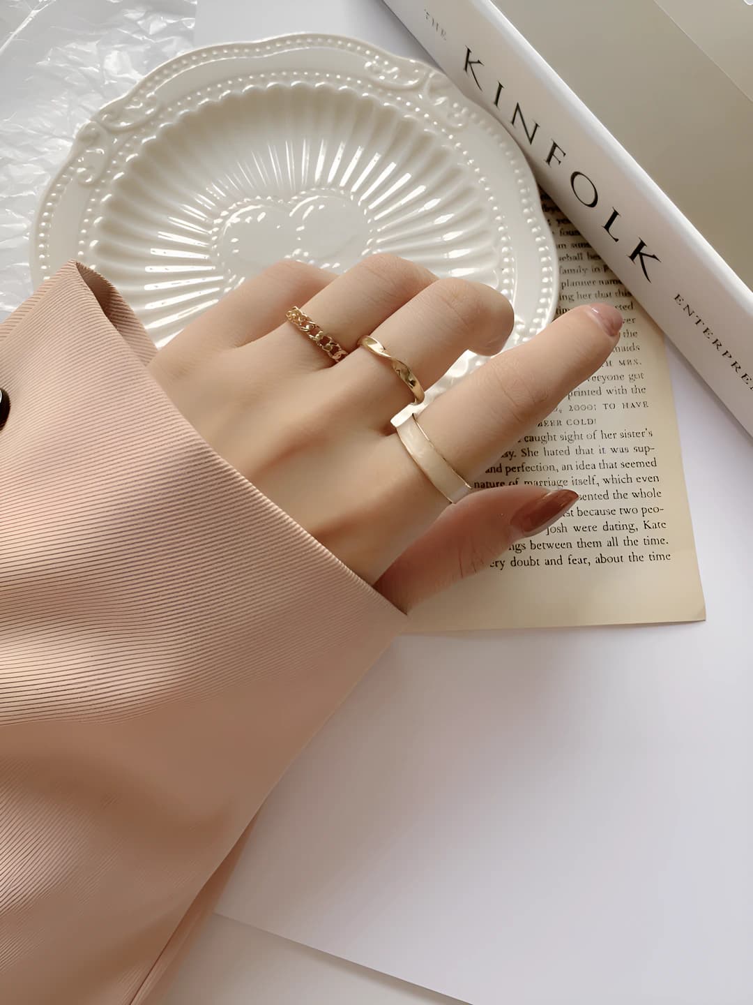 Plain ring 3-piece set