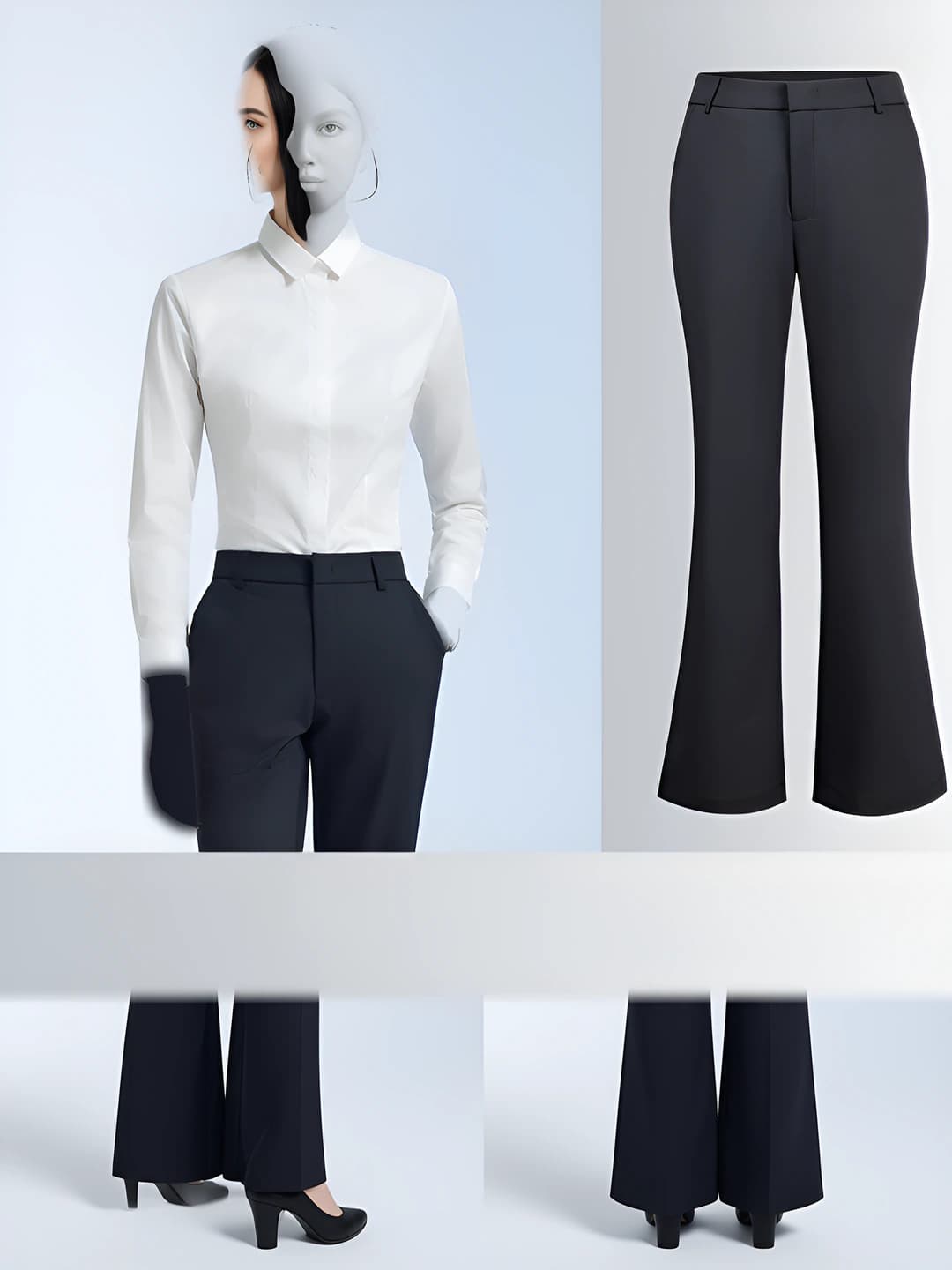 Women's white long-sleeve shirt + K1815 pants