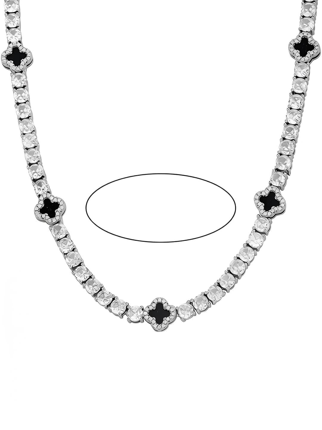 Women's titanium steel bracelet and necklace with zircon and four-leaf clover