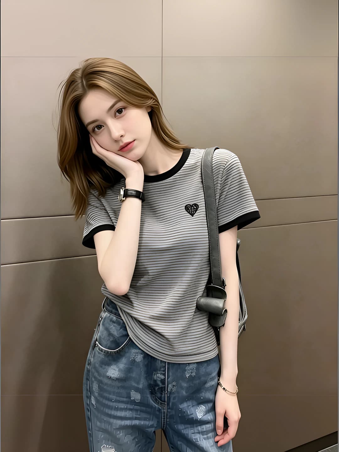 Black striped, light grey