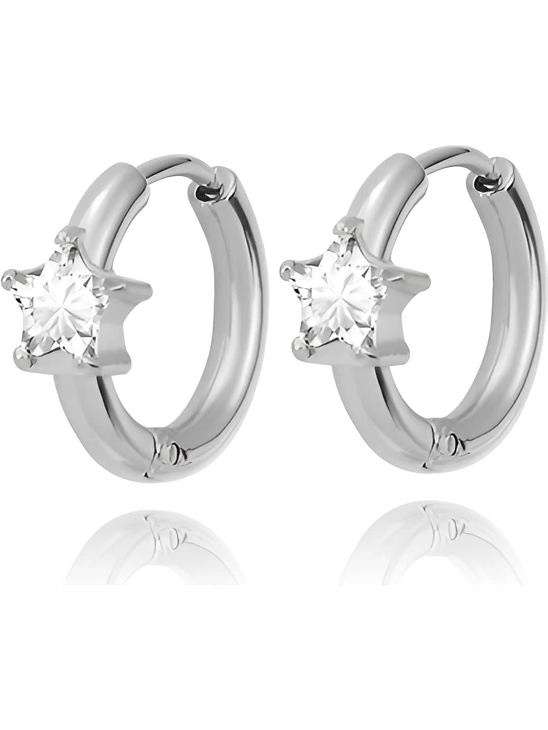 E0061S-1 Steel white zircon earrings