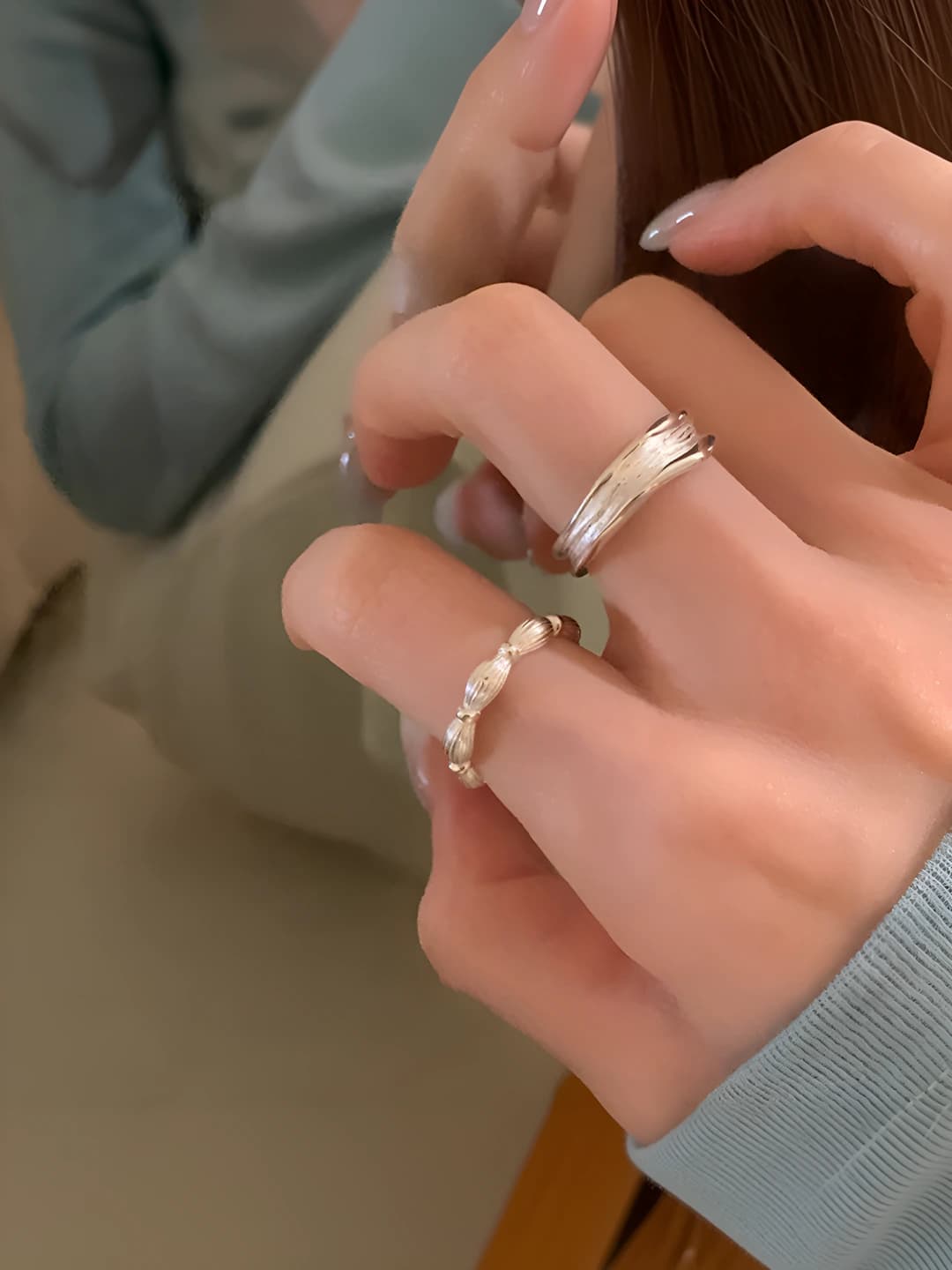 Женское кольцо из меди с геометрической формой и покрытием 18K толстое серебро кофе золото в стиле минимализм