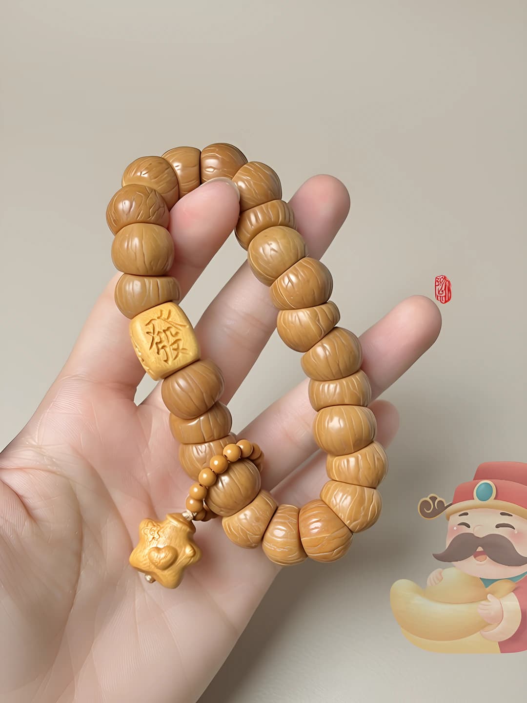 Retro uslubdagi qo'lda ishlangan maymun boshi bodhi chog'ini, unisex