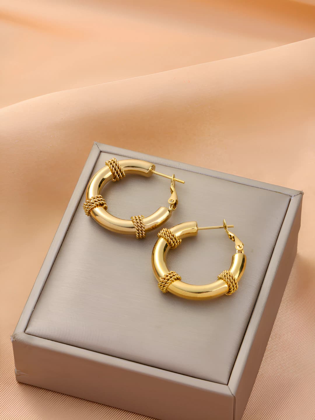 Женские серьги из титановой стали с покрытием 18K золота, геометрический круглый дизайн