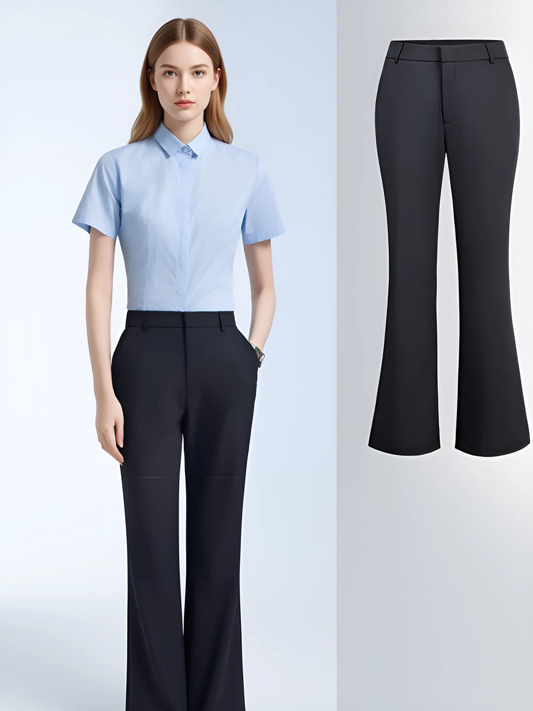 Women's light blue short-sleeve shirt + K1815 pants