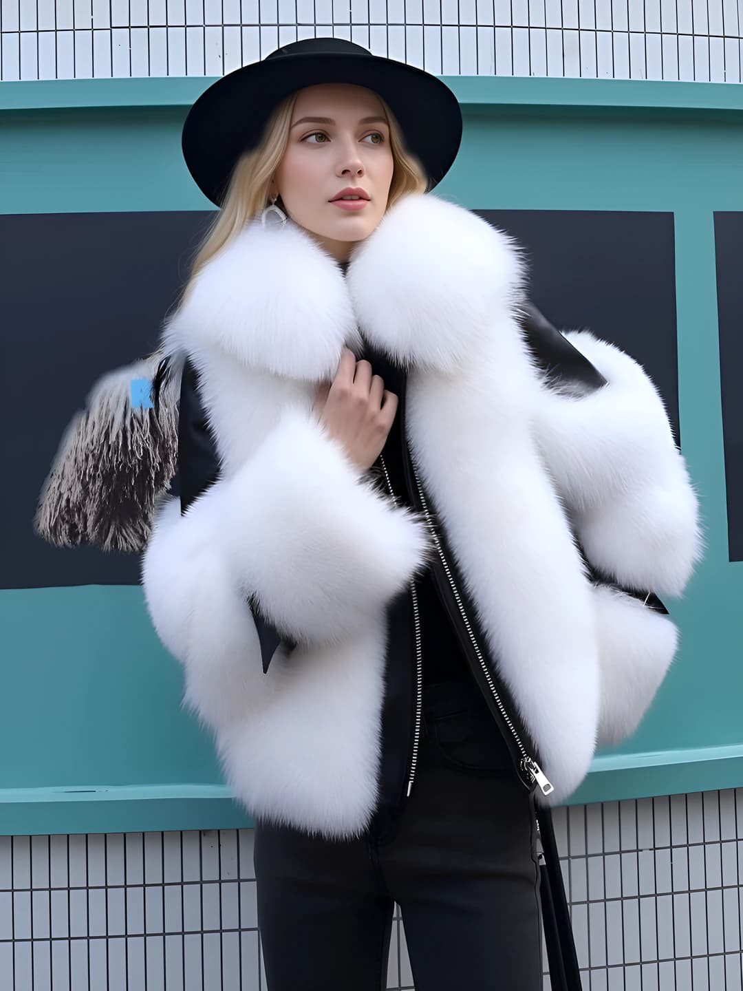 Women's fur coats and shearling coats 2026 winter warm cropped outerwear (jacket), long sleeve, padded