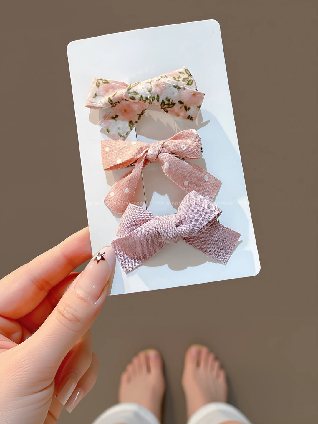 2# Pink circle - Pair clips ~4.5 cm, bow ~5.5 cm