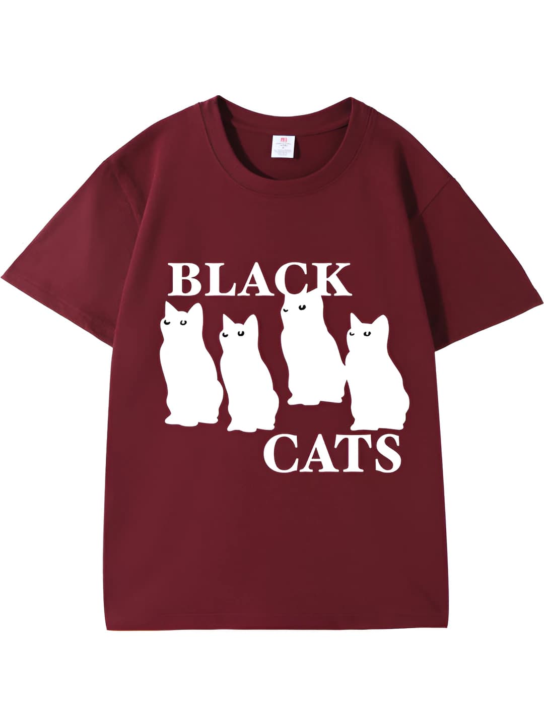 Wine red cat and four white kittens