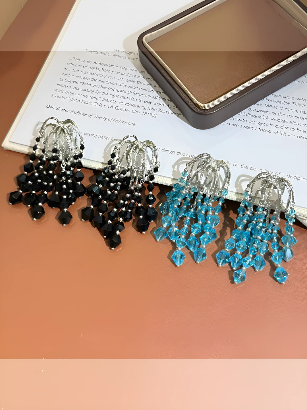 Women's French light luxury firework waterfall tassel earrings, fashionable versatile design