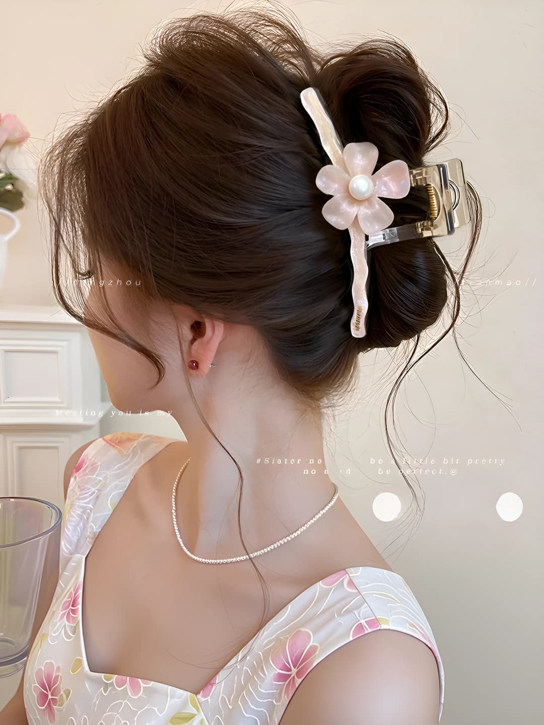 Розовый цветочный зажим ~ ок. 13 см