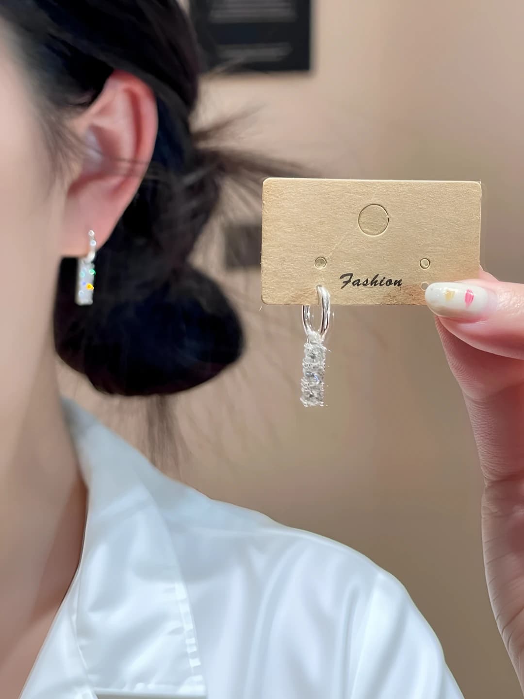 Ayollar uchun retro uslubdagi geometrik shakldagi 14K qalin kumush qoplamali zirkonli fringeli quloq halqalari