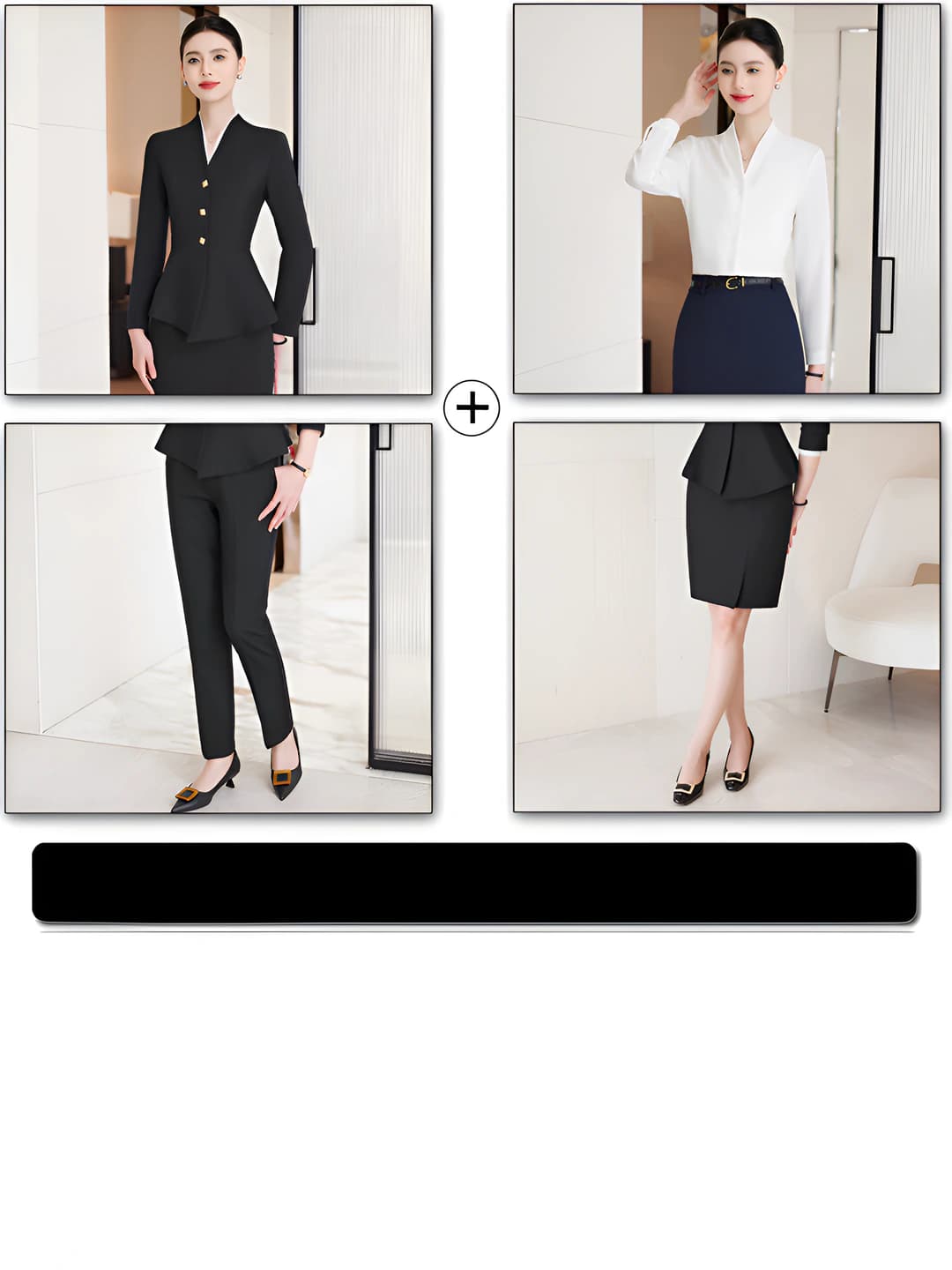 Black (suit+pants+skirt+white shirt)