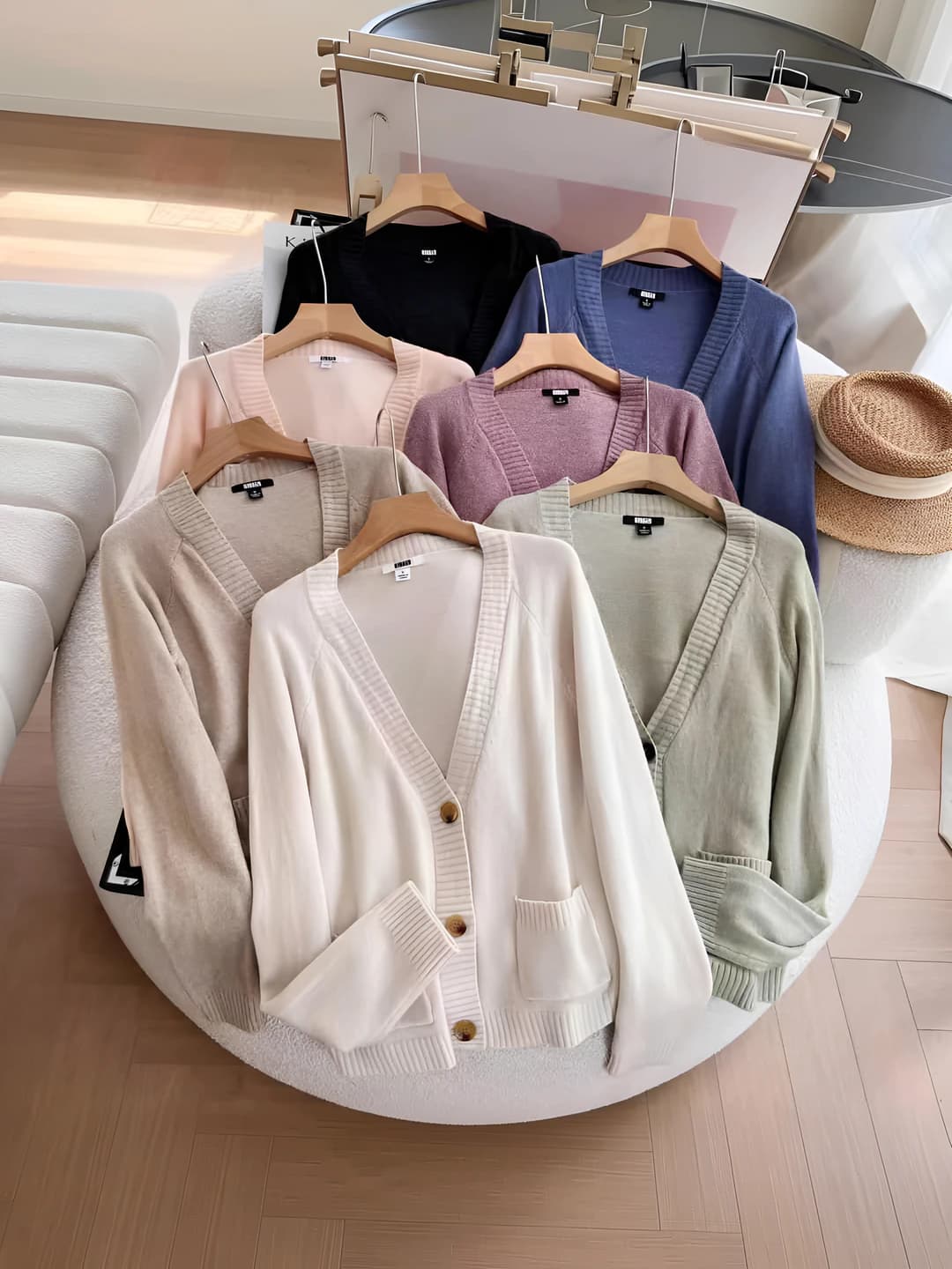 Women's V-neck long sleeve loose fit cardigan, casual style