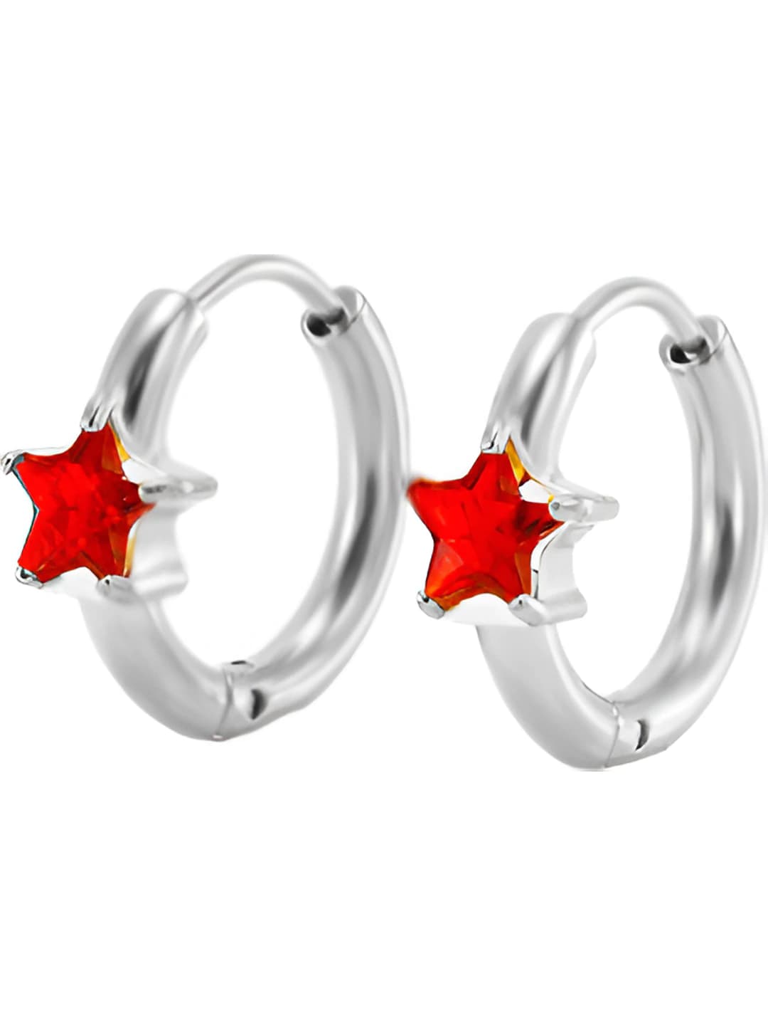 E0061S-3 Steel red zircon earrings