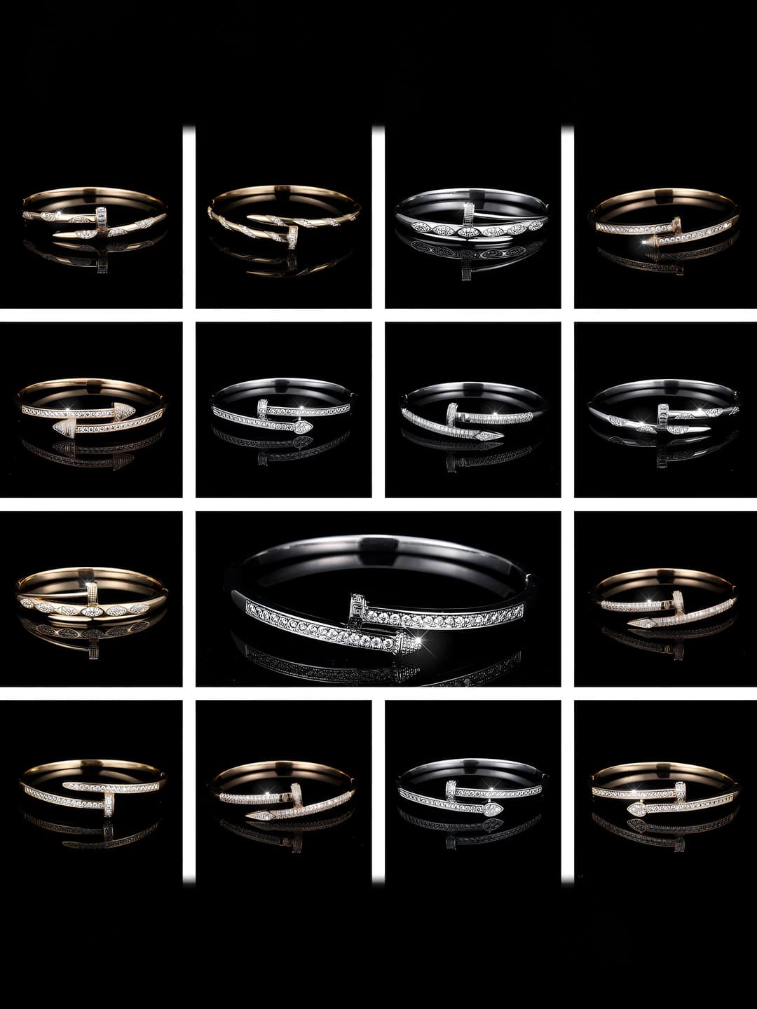 Women's open bangle with crystals
