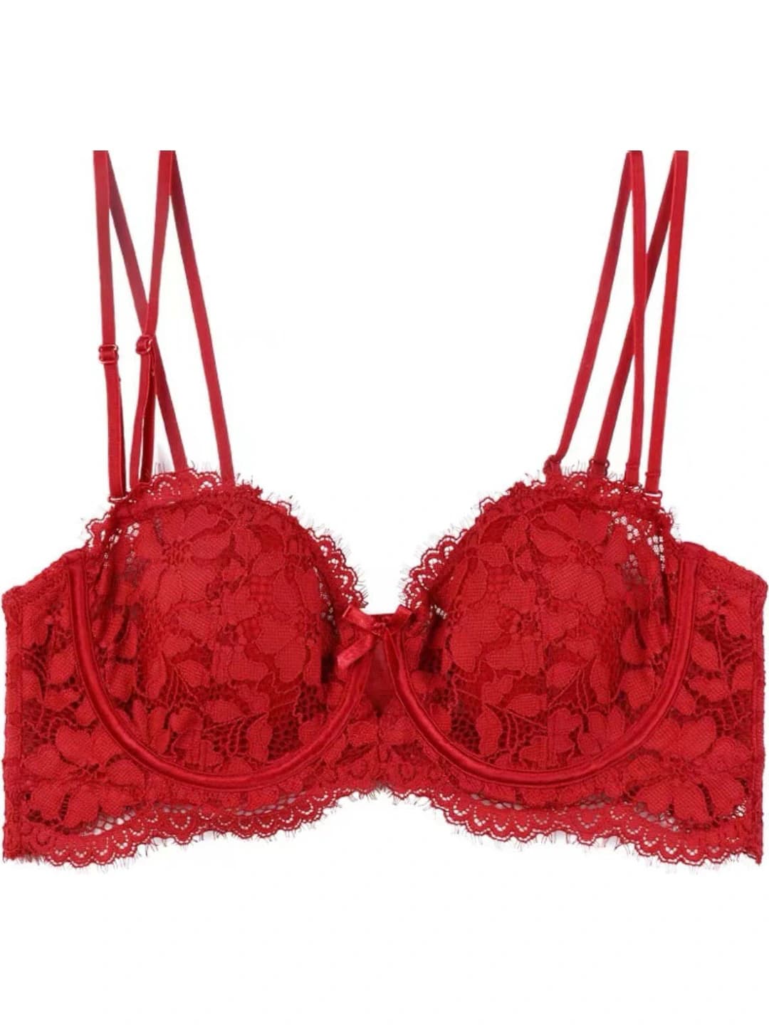 Women's lace bra, thin, 1/2 cup, soft support, minimizes large bust