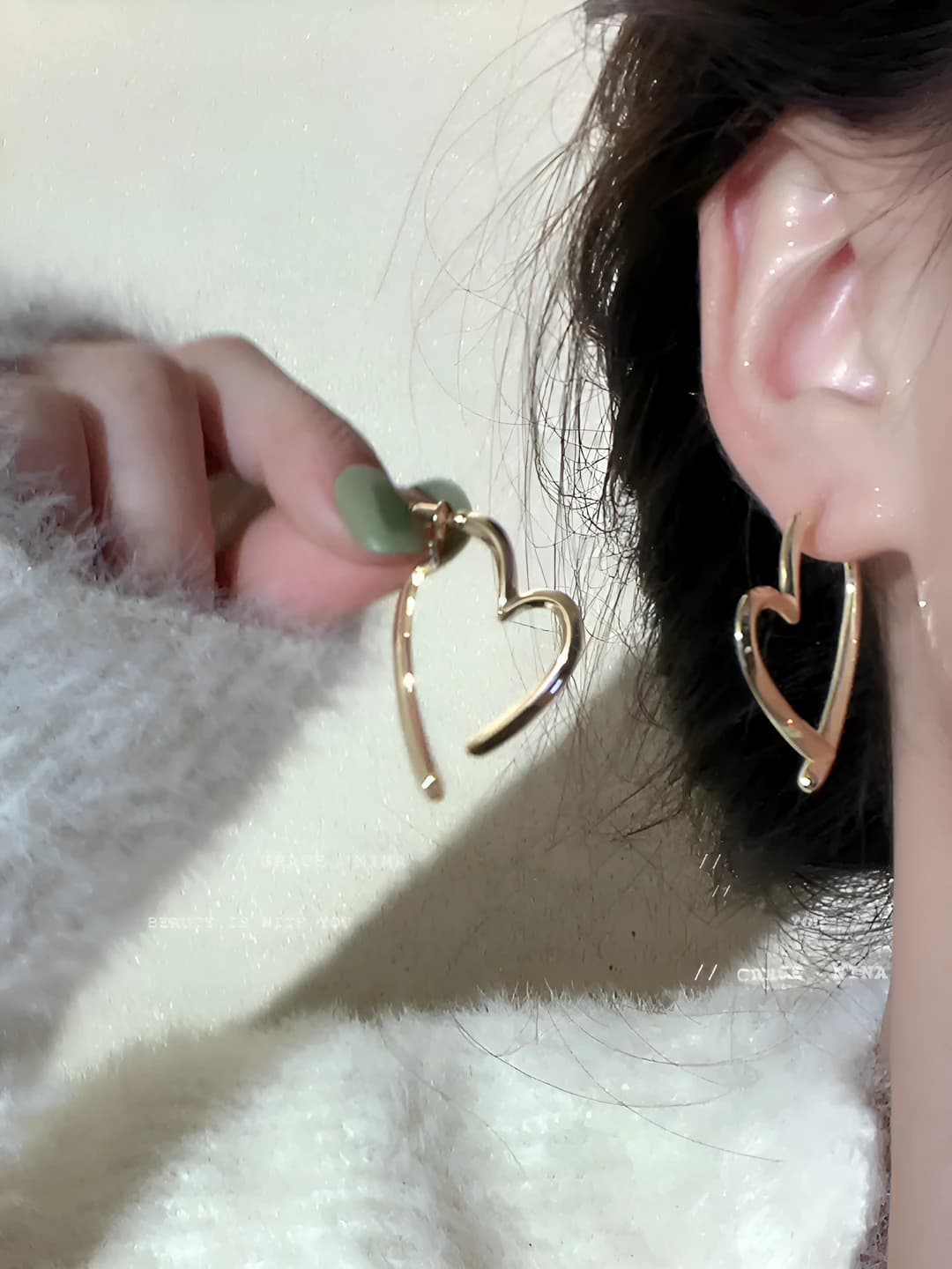 Gold heart earrings