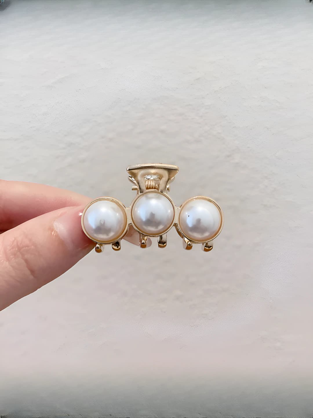 44# Small pearl two-row diamond hair clip, 5 cm