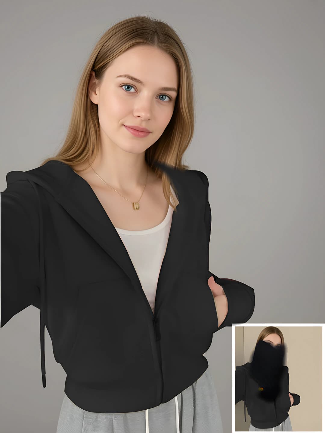 Чёрный короткий кардиган, зимний тёплый