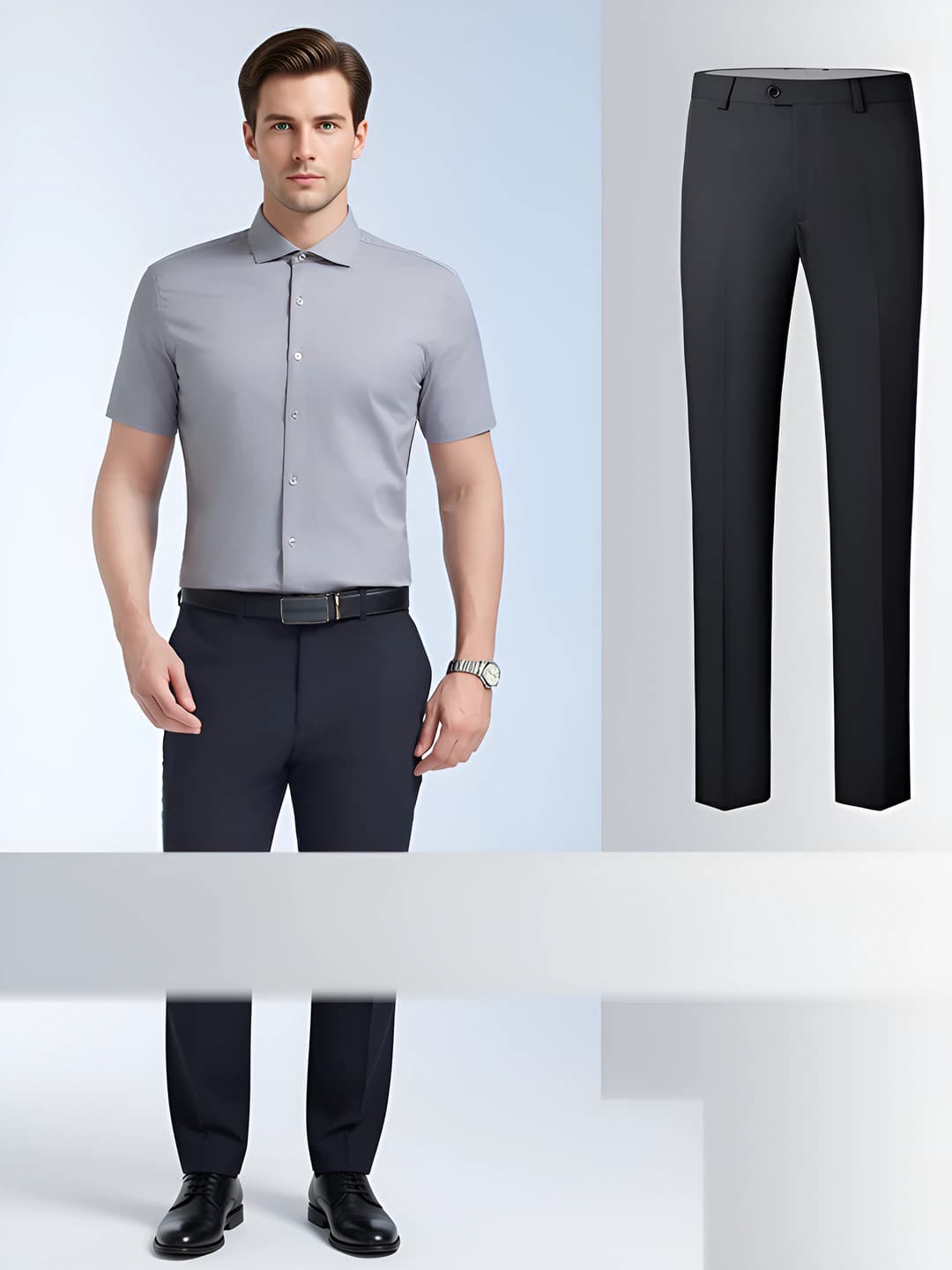 Men's grey short-sleeve shirt + K1815 pants