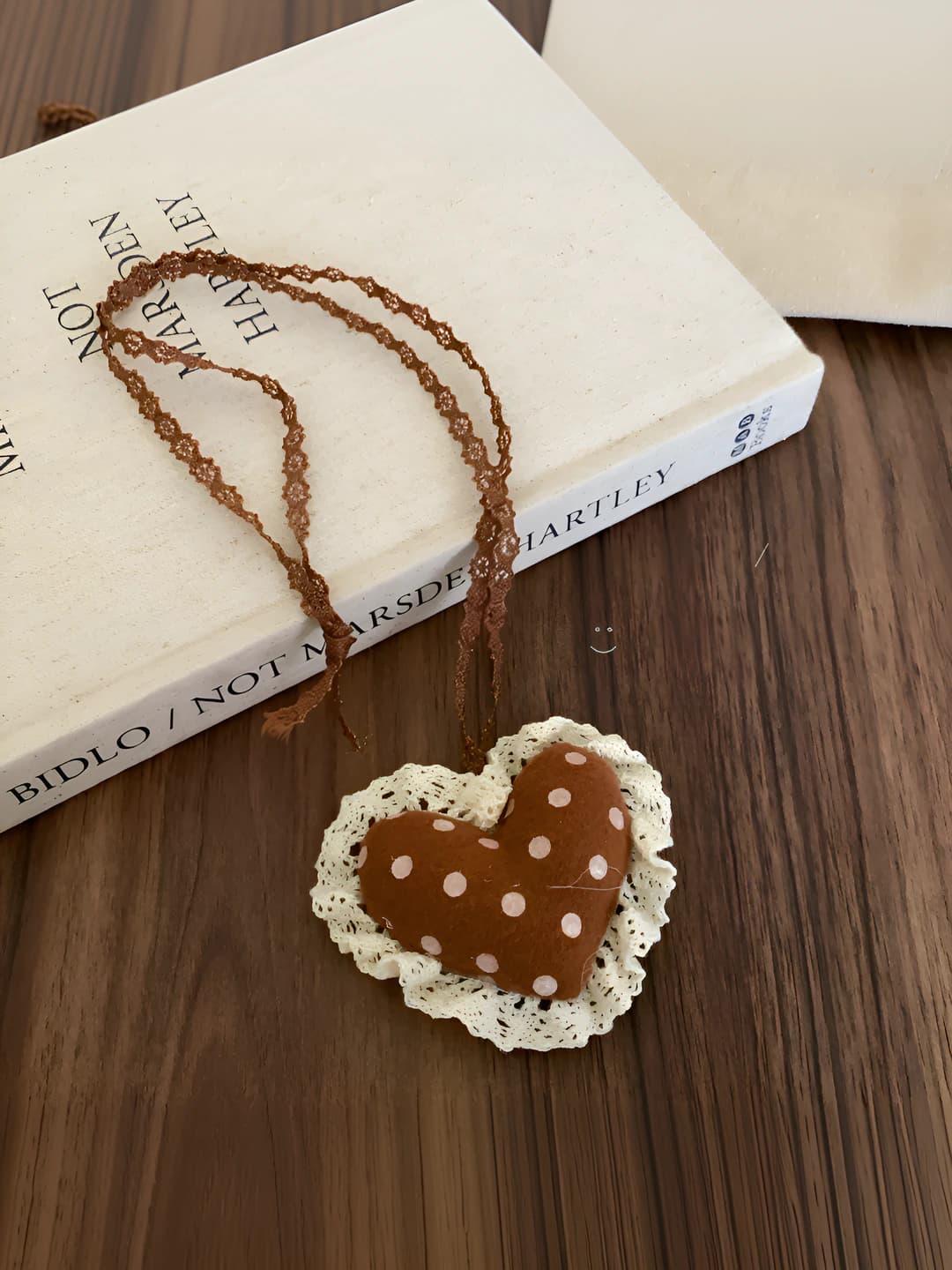 Coffee polka dot heart necklace