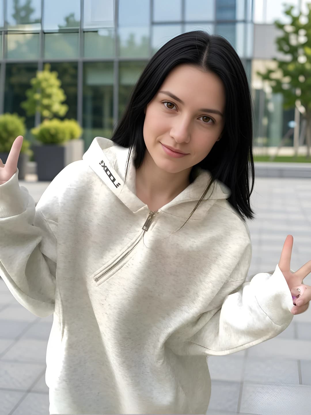 Women's zip hoodie, embroidered letters, loose fit, long sleeve, autumn casual sweatshirt