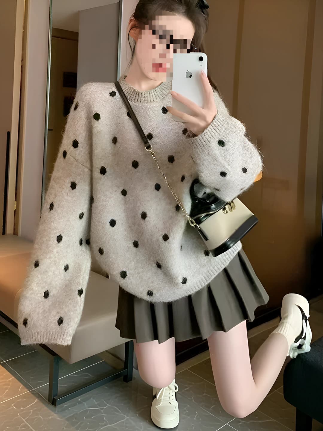 Women's 2026 autumn-winter loose fit crew neck long sleeve knit top, Korean style, casual
