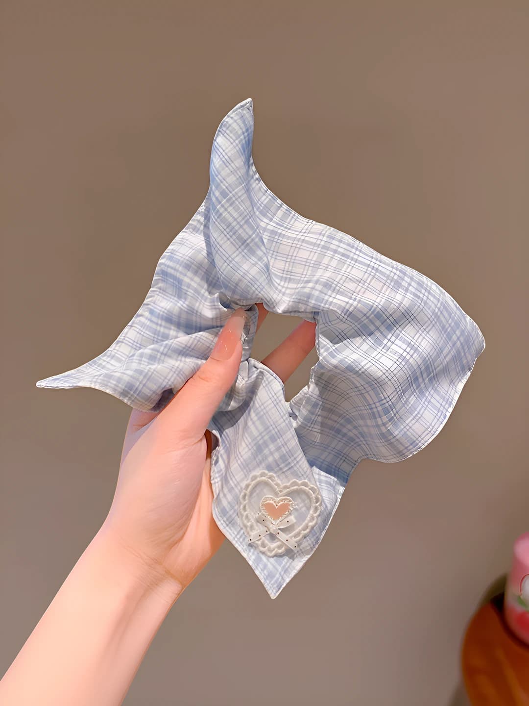 5# Plaid heart square 21*22 cm