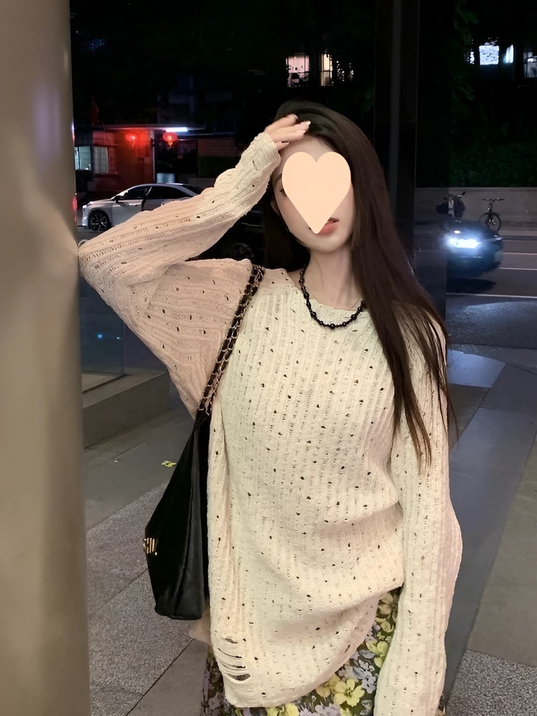 Women's summer knit top, loose fit, distressed, long sleeve, sleeve type: fly-fly, collar type: halter, fabric: acrylic