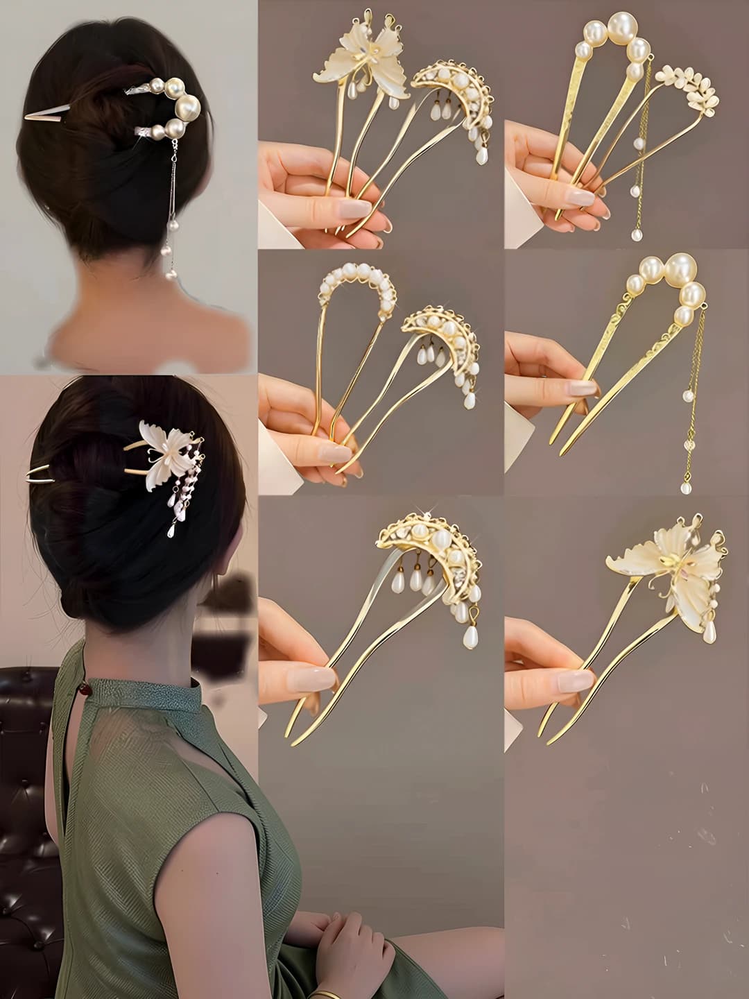 Women's U-shaped hair pin for updo in classic style, metal hair pin