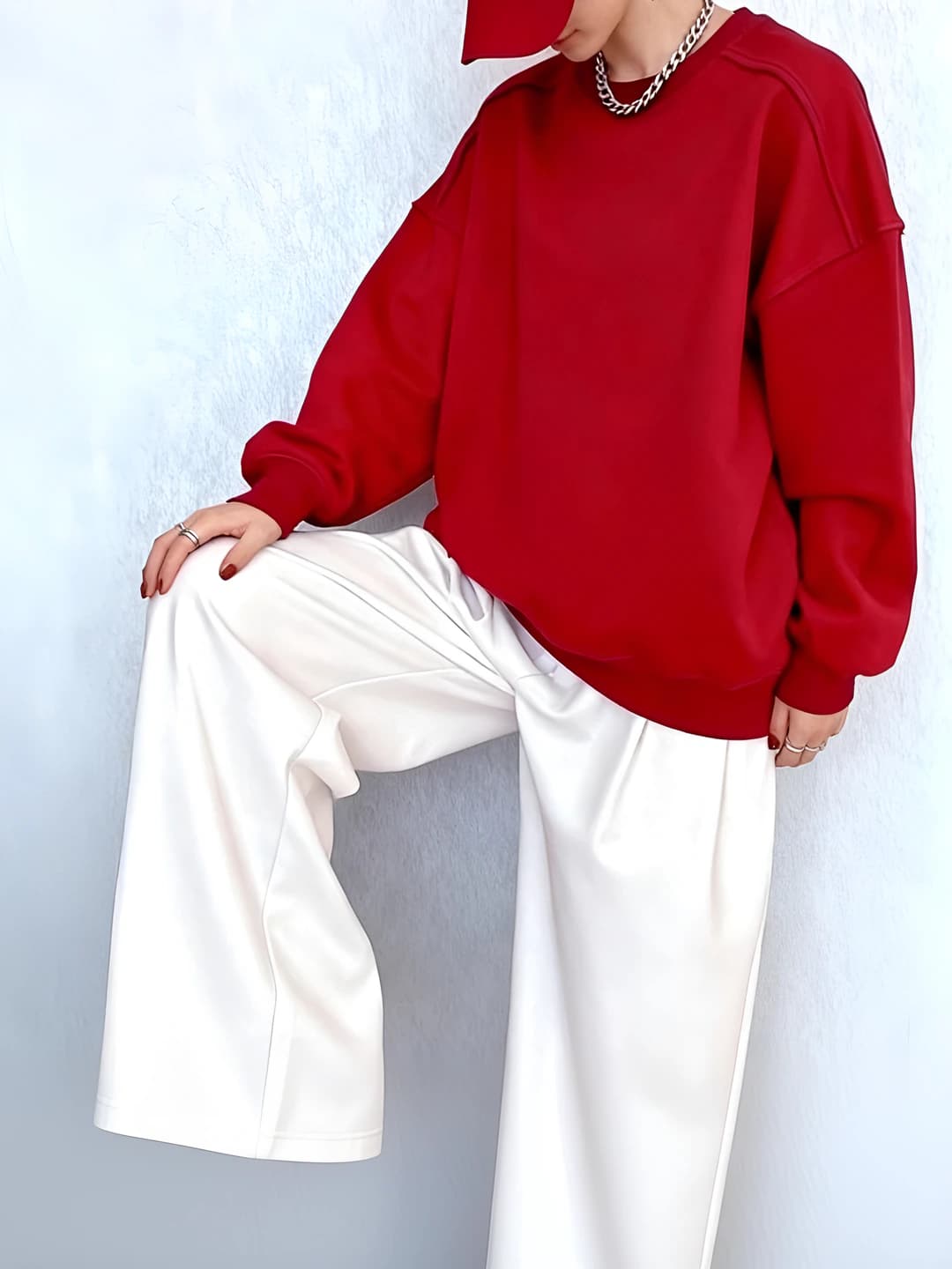 Red cotton crewneck