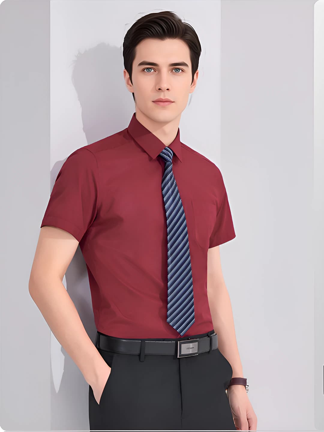Men's Wine Red Short Sleeve