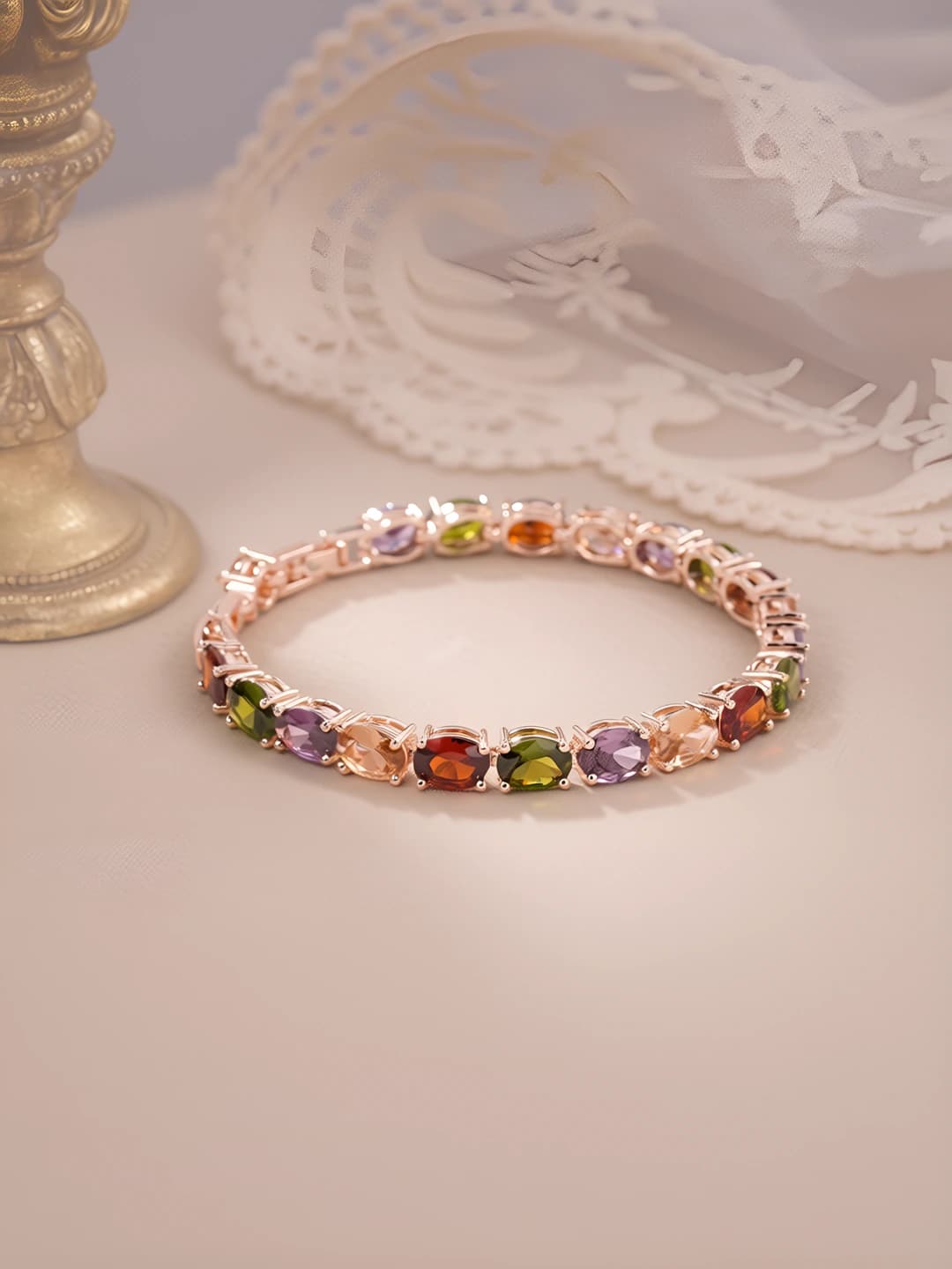 Rose gold-Oval multicolour