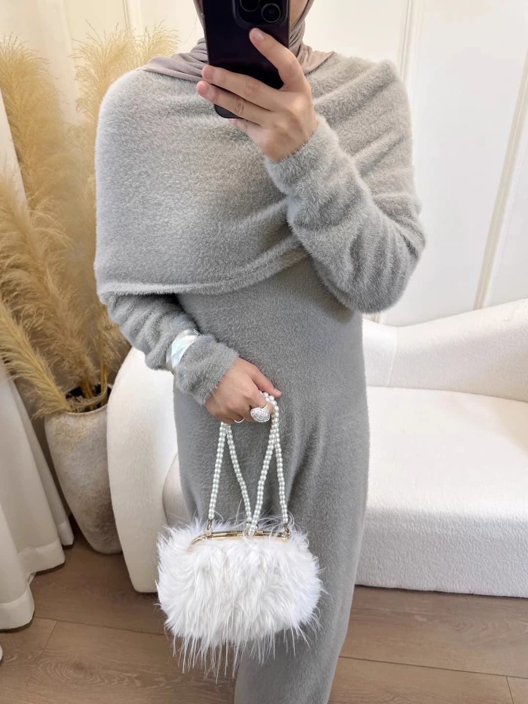 Women's solid colour slim fit clothing set with sweater, shawl and long skirt, crew neck, long sleeve