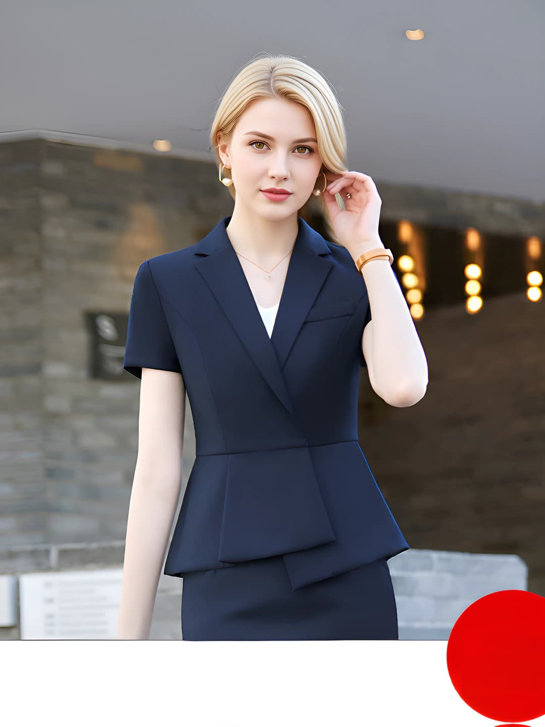Hidden button - Blue blazer