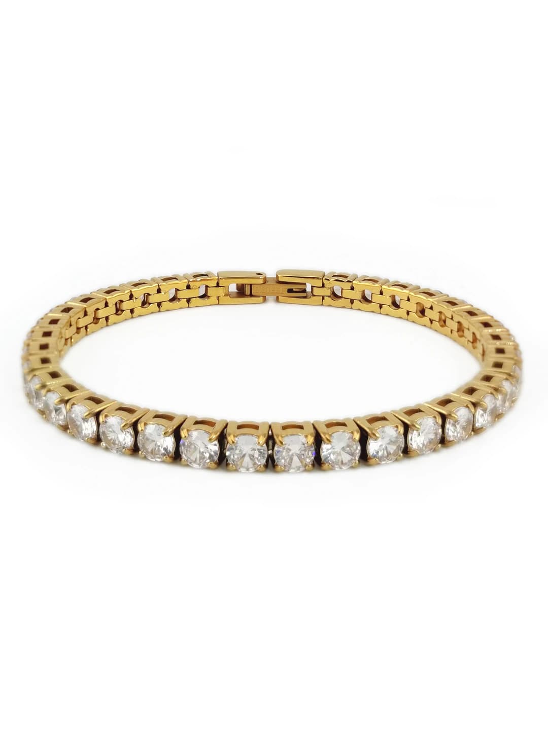 4*19cm Gold single clasp tennis bracelet