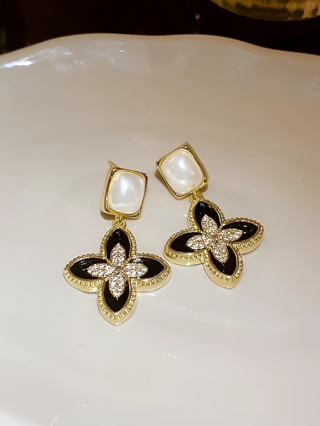 925 silver four-leaf clover earrings A448
