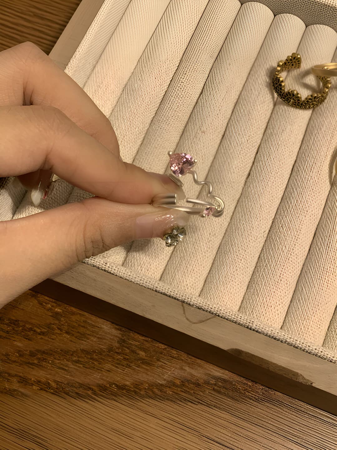 Matte silver heart ring