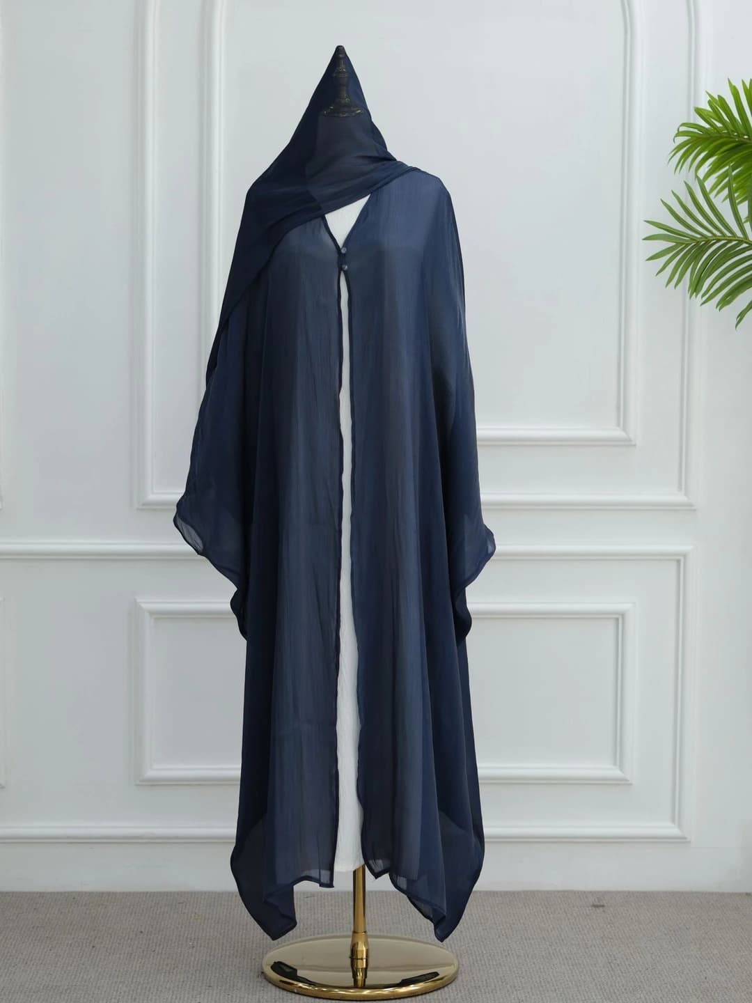 Blue + headscarf + white dress