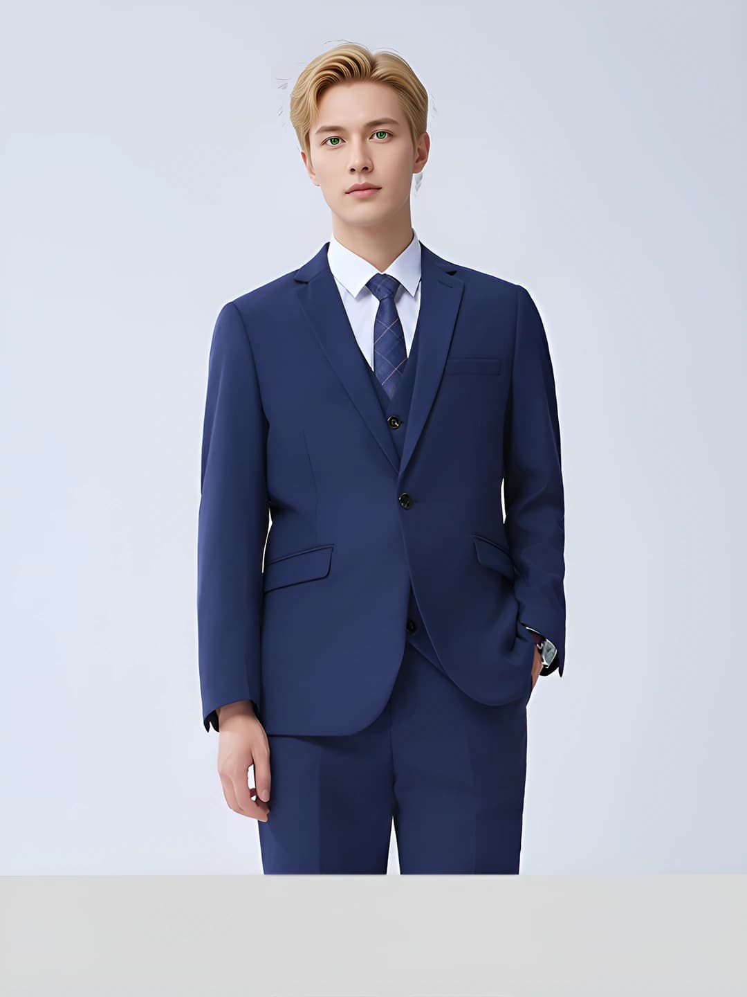 Royal blue men's suit