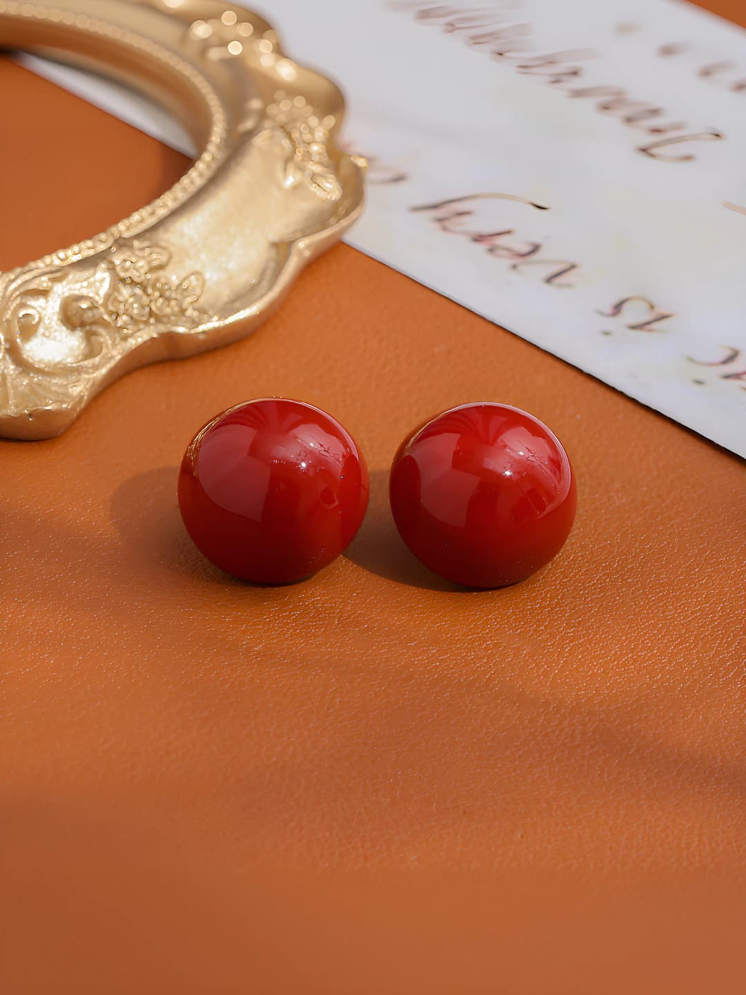 Ankora red semi-circle earrings (S925)
