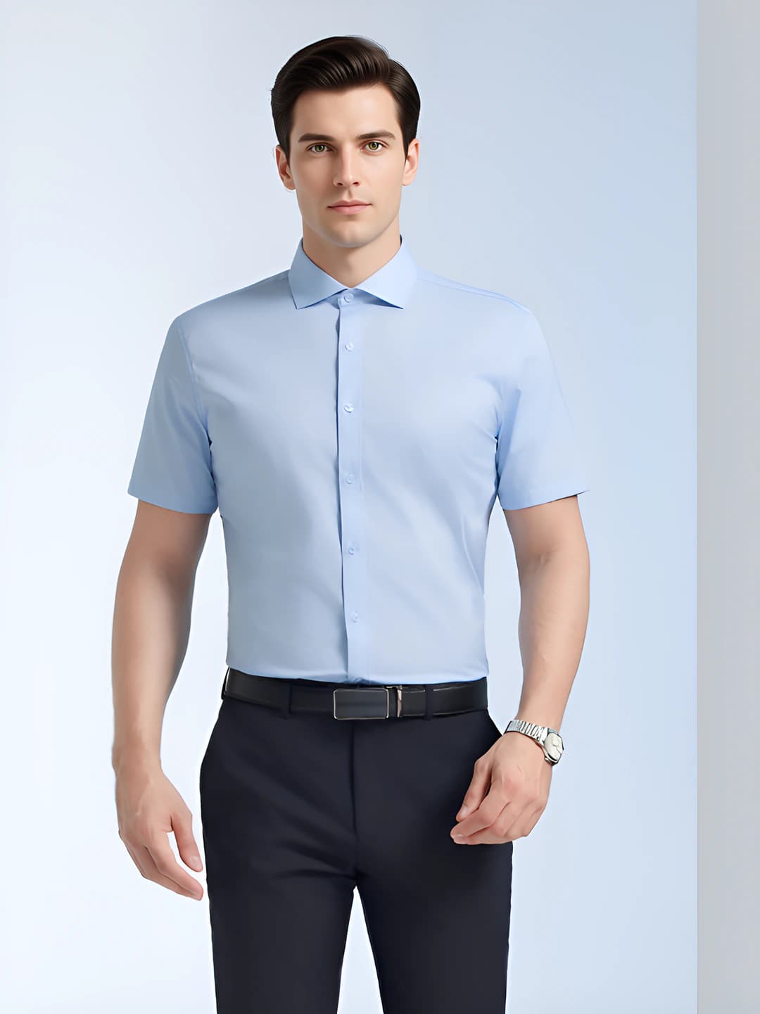 Men - light blue, short sleeve