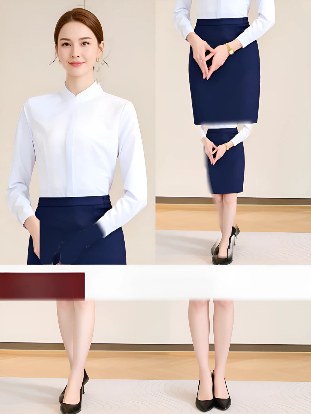 White shirt + women skirt