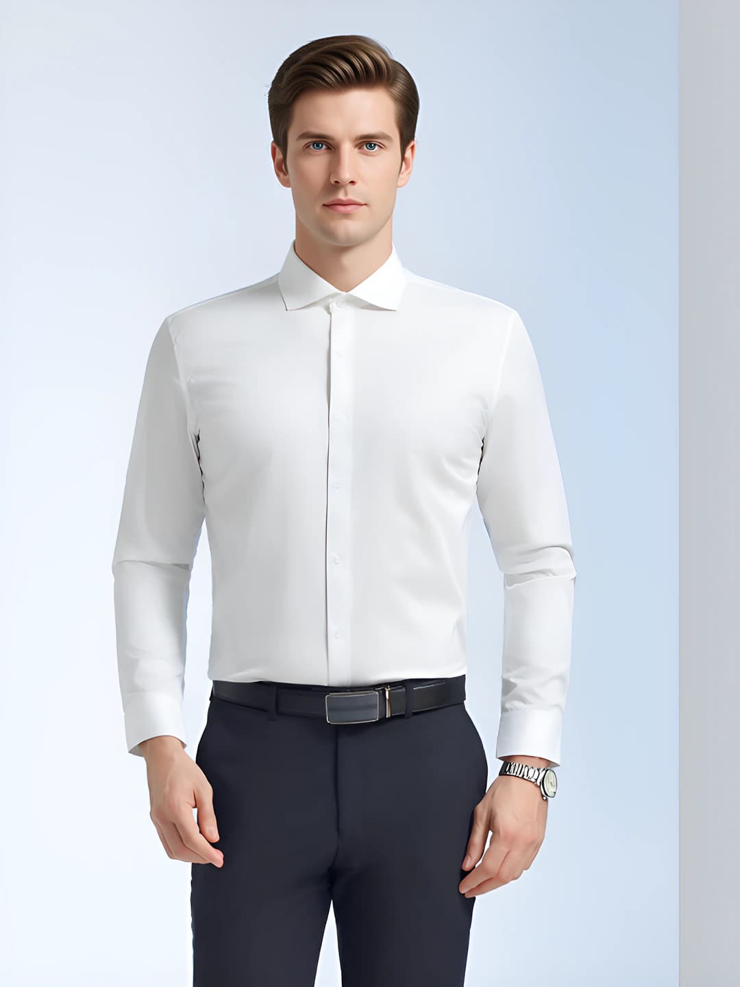 Men - White long sleeve shirt