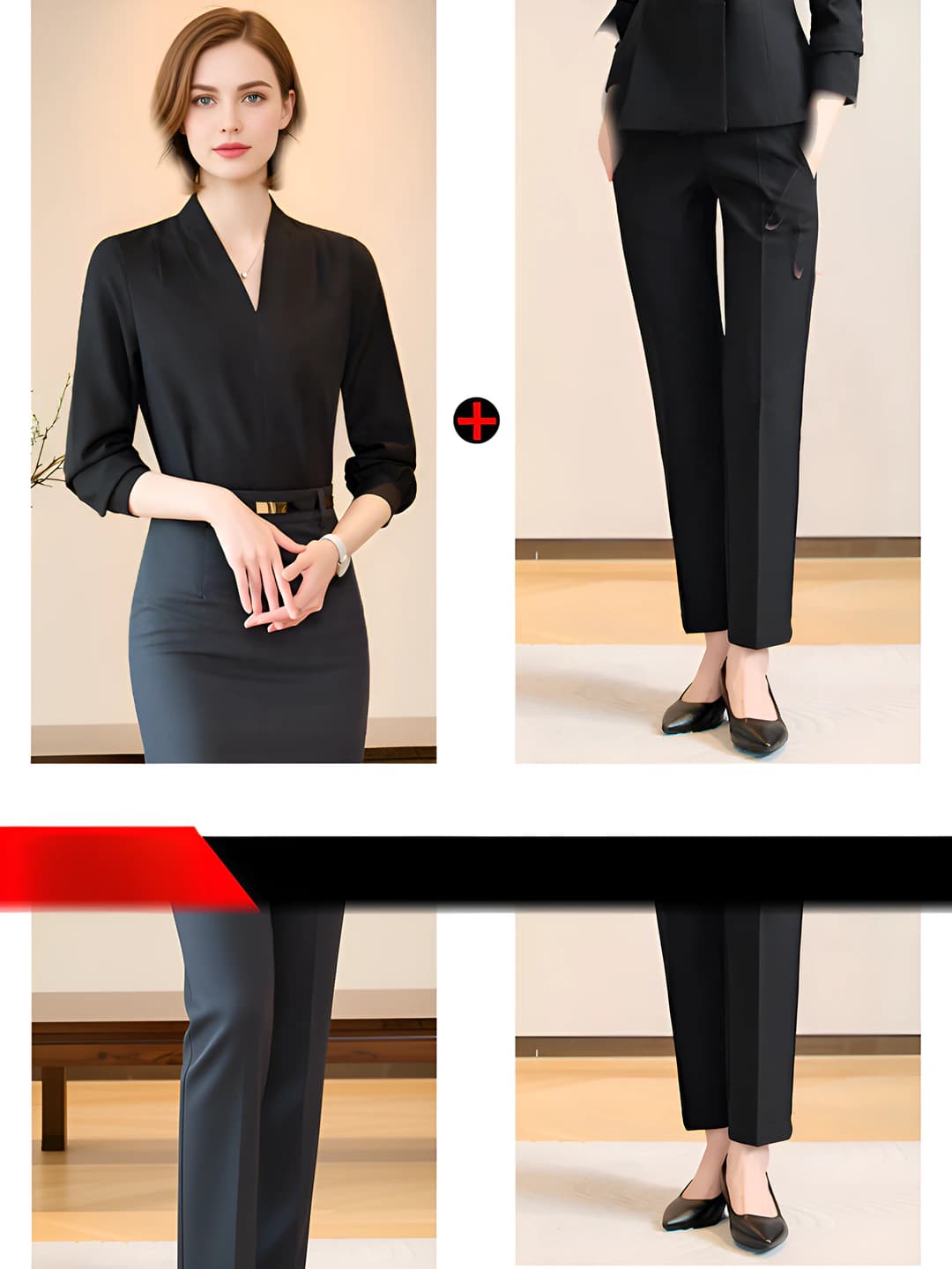 Black shirt + black pants