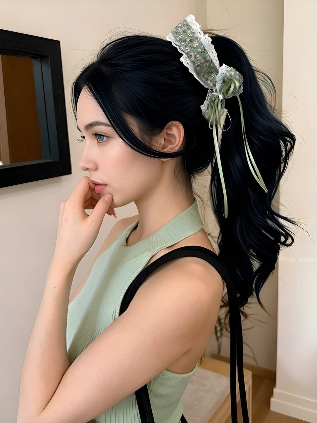 1# Bow clip - Green - base ~13cm - bow ~8cm