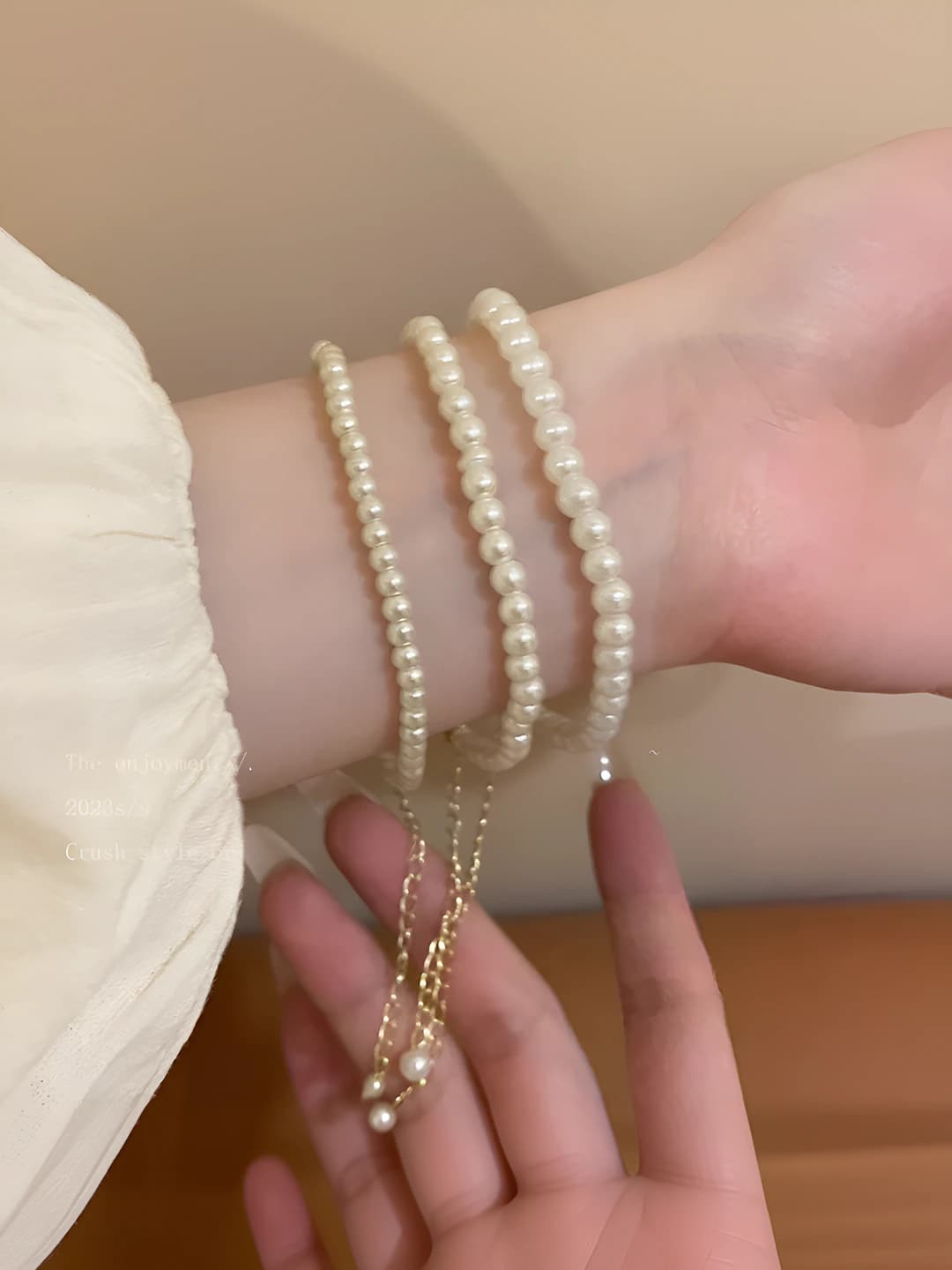 Women's imitation pearl bracelet, 2026, Japan-Korea style, geometric shape, irregular design element
